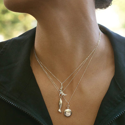 Silver Fish Charm Pendant Necklace