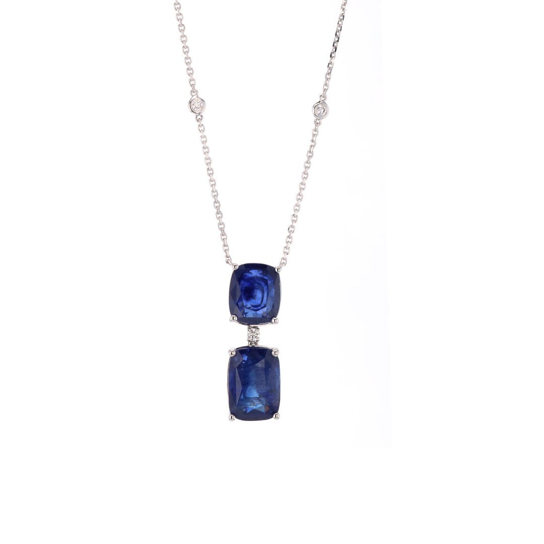 Blue Sapphire & Diamond Pendant Necklace
