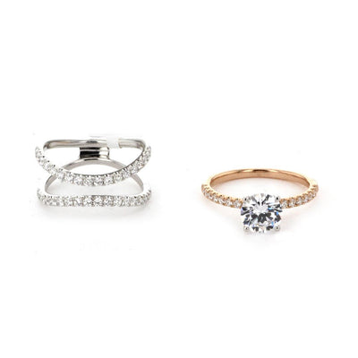 0.81 ctw Diamond Solitaire Engagement Ring Set