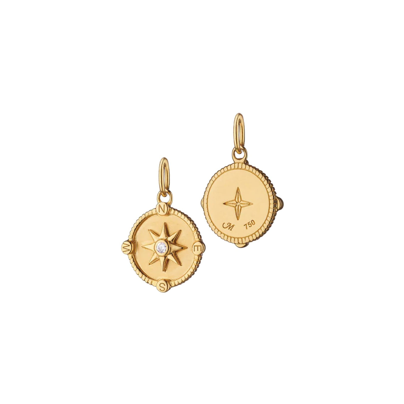Diamond Miniature Compass Charm Pendant