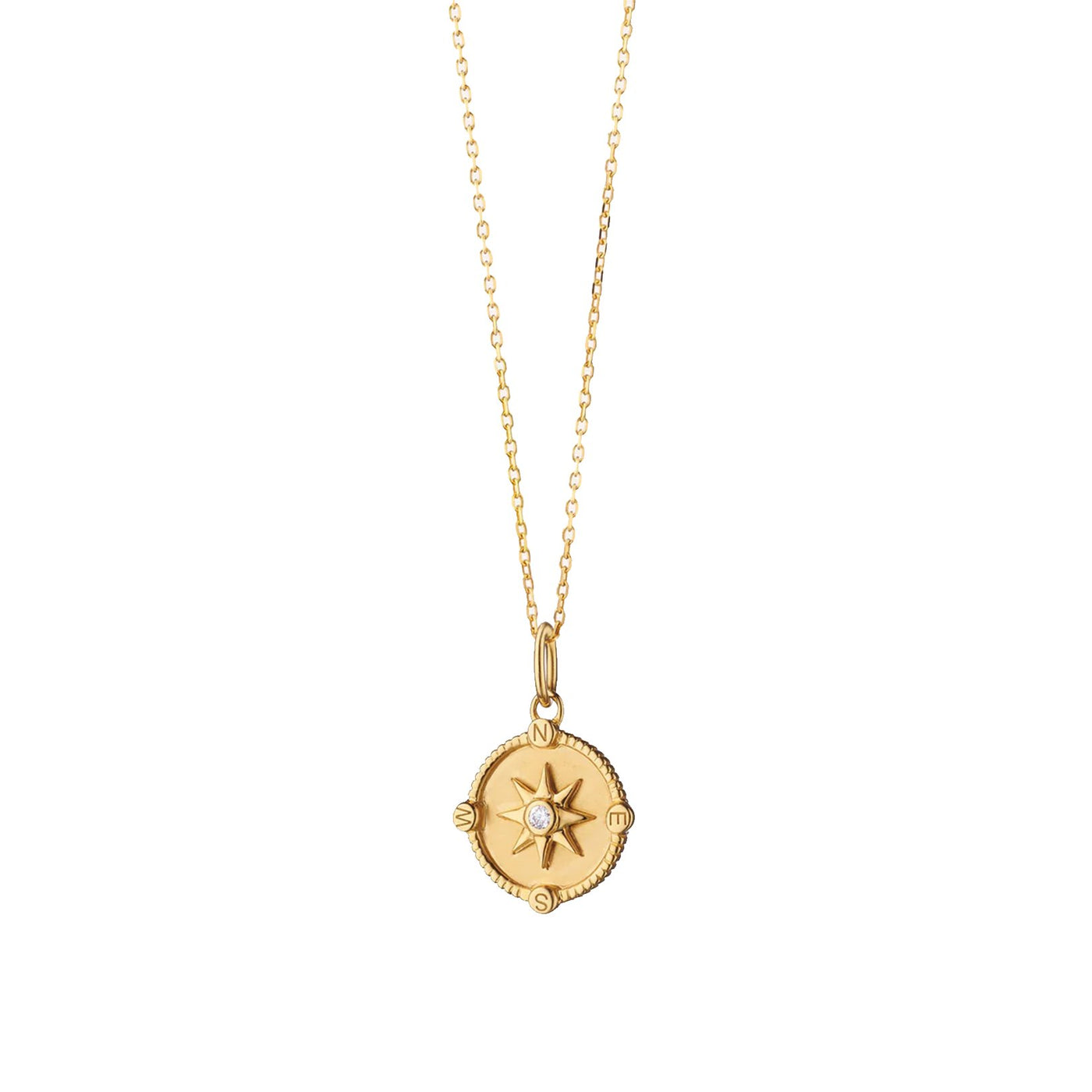 Diamond Miniature Compass Charm Pendant