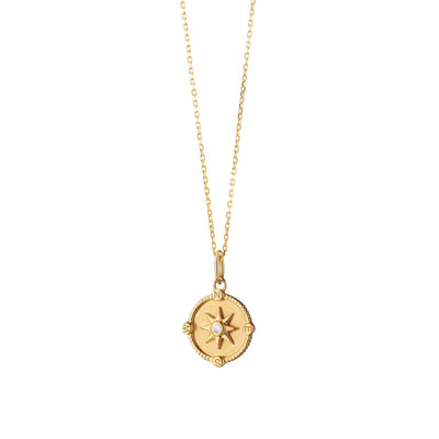 Diamond Miniature Compass Charm Pendant