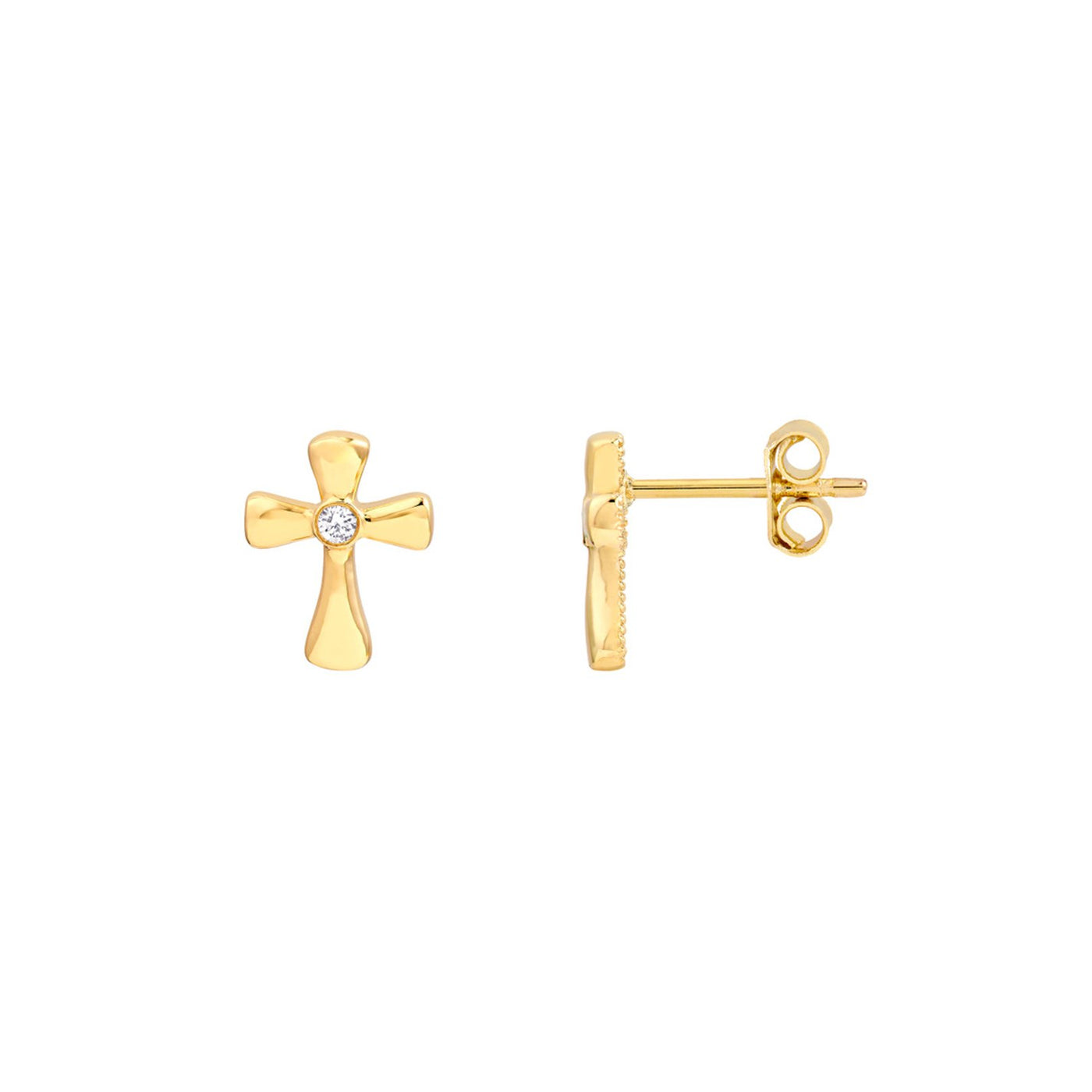 Diamond Cross Stud Earrings