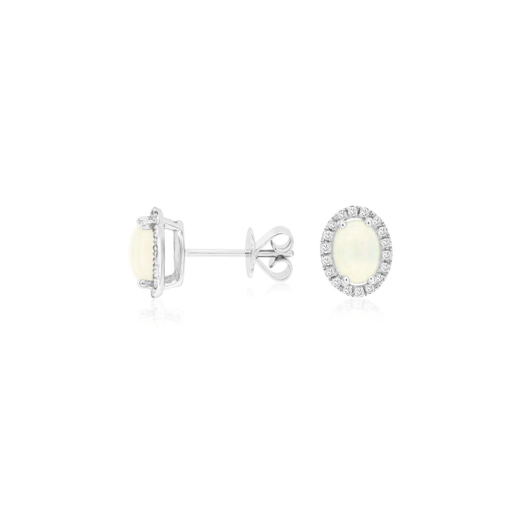 Opal & Diamond Halo Earrings