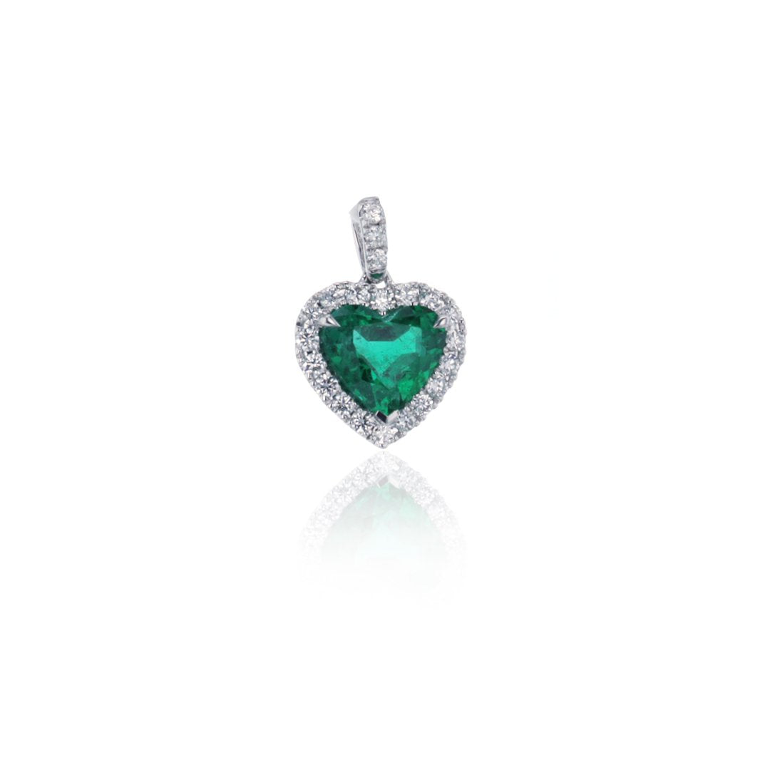 Emerald & Diamond Heart Pendant
