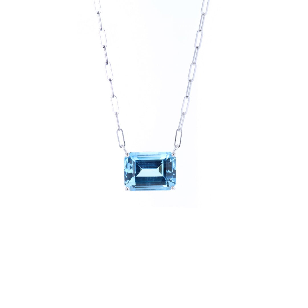 Blue Topaz Paper Clip Necklace