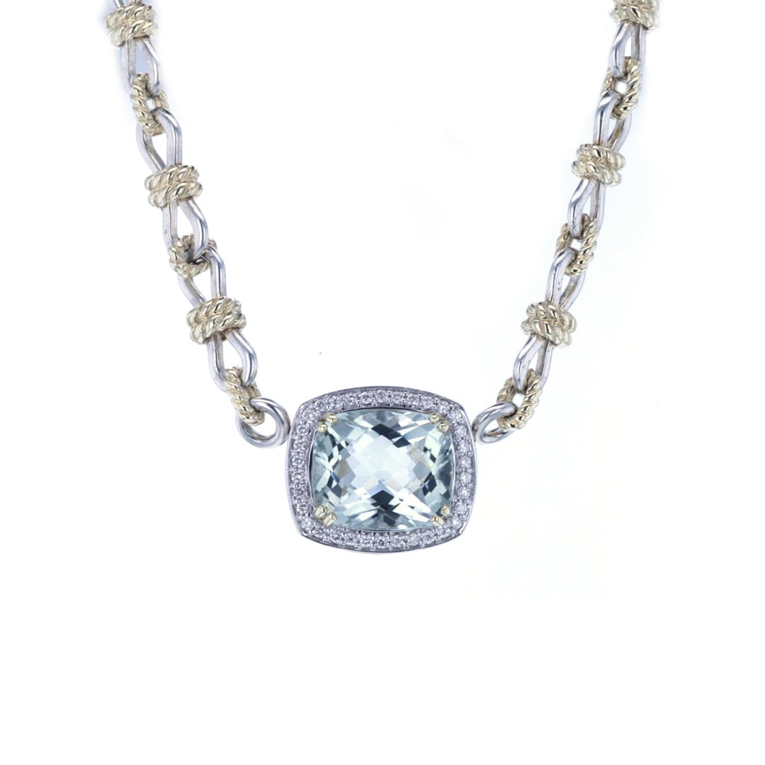 Green Amethyst & Diamond Necklace