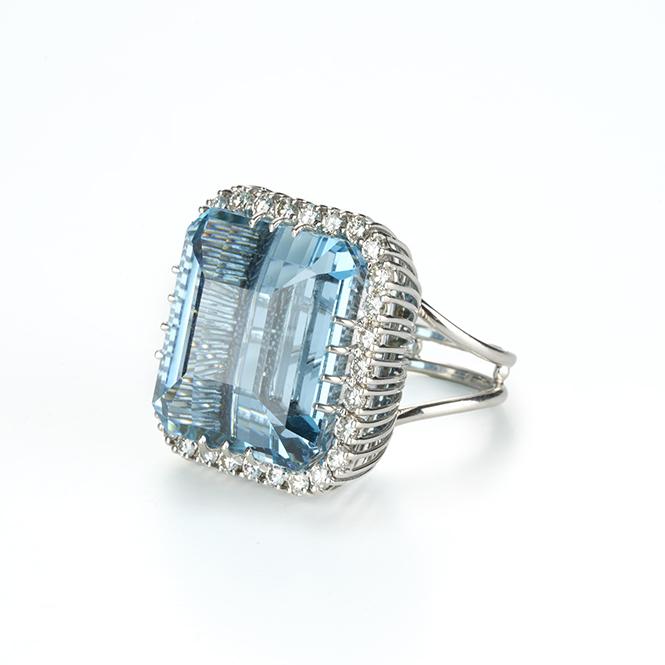 Aquamarine & Diamond Ring
