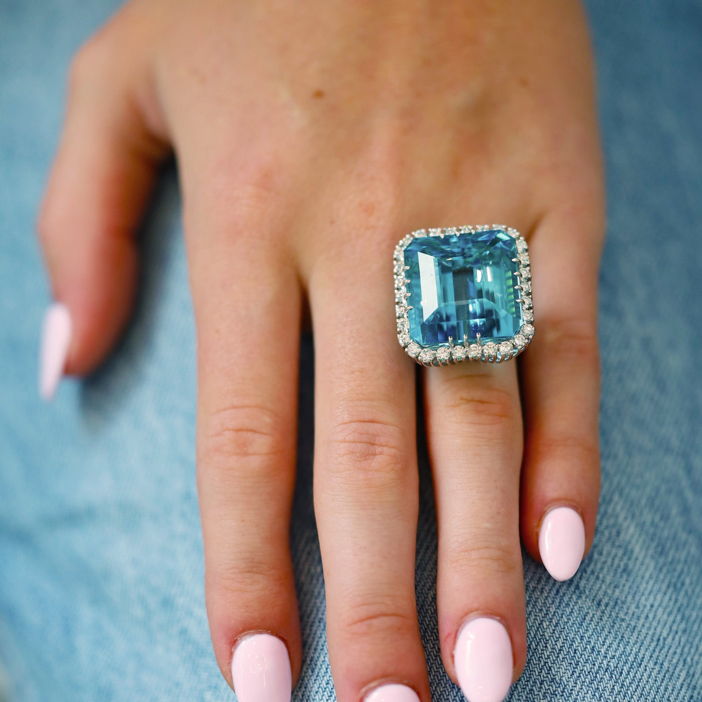 Aquamarine & Diamond Ring