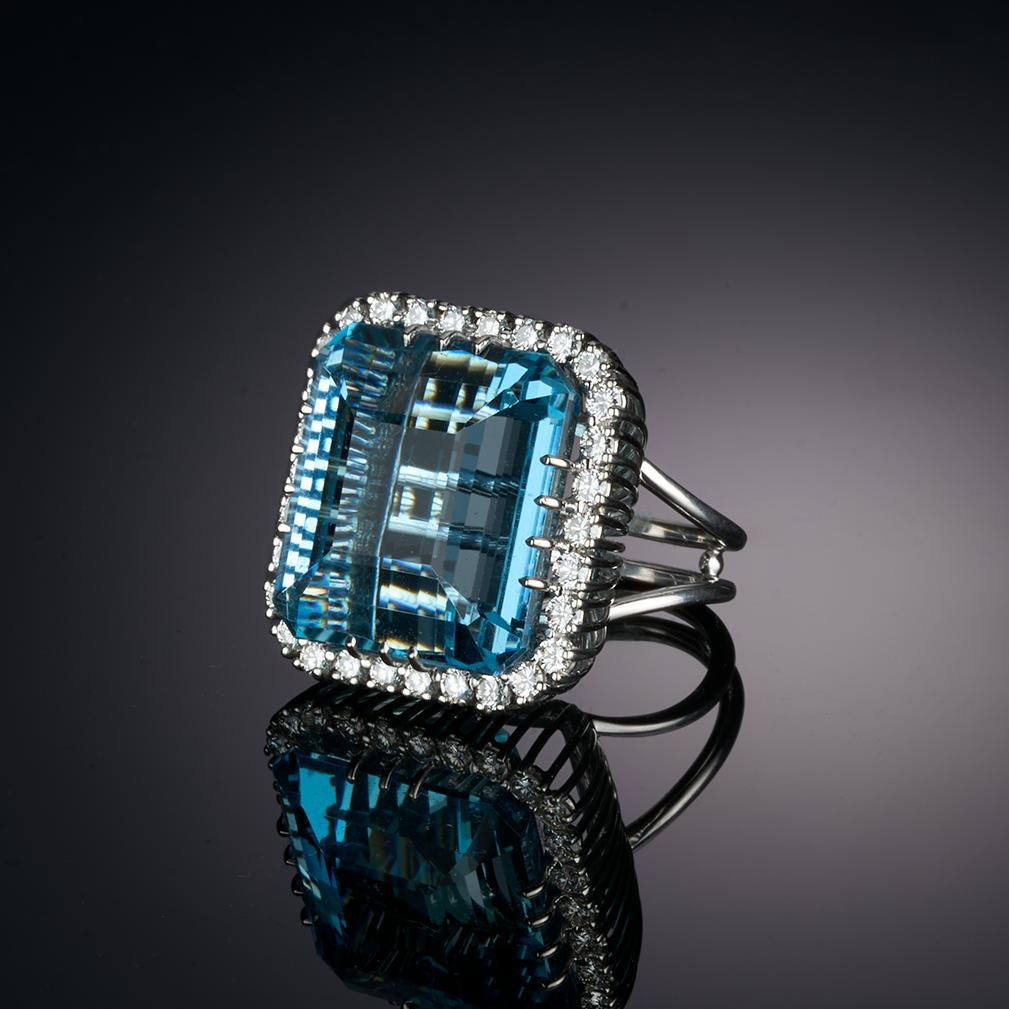 Aquamarine & Diamond Ring