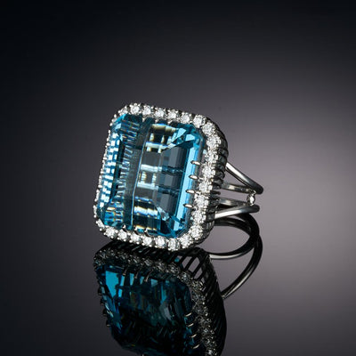 Aquamarine & Diamond Ring