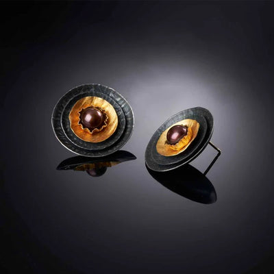 Minnesota Designed Button Pearl Earrings