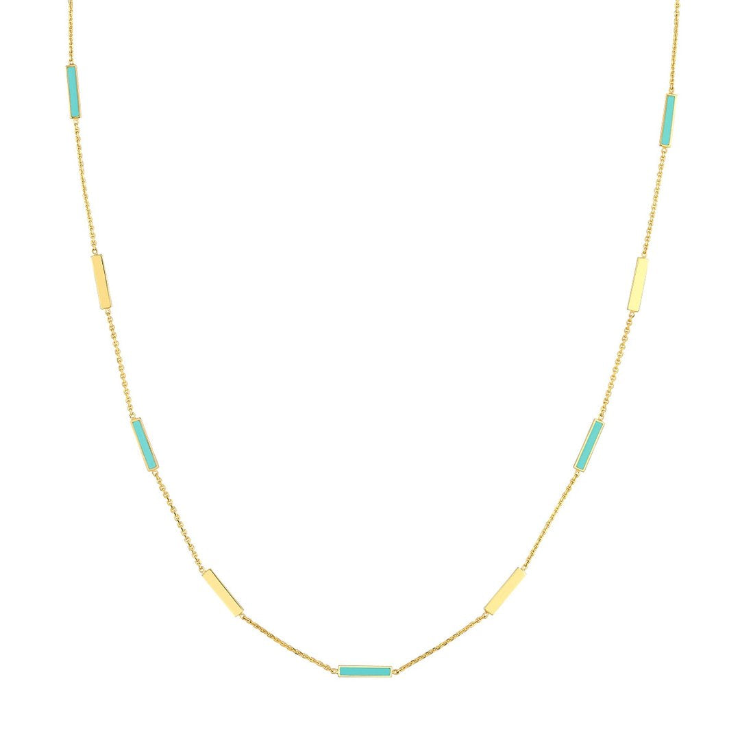Turquoise Enamel Bar Necklace