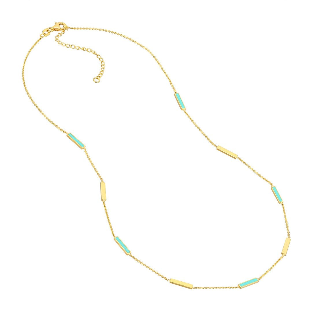 Turquoise Enamel Bar Necklace