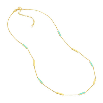 Turquoise Enamel Bar Necklace