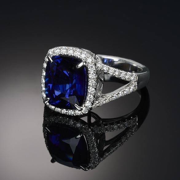 Blue Sapphire & Diamond Ring