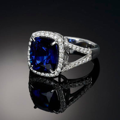 Blue Sapphire & Diamond Ring