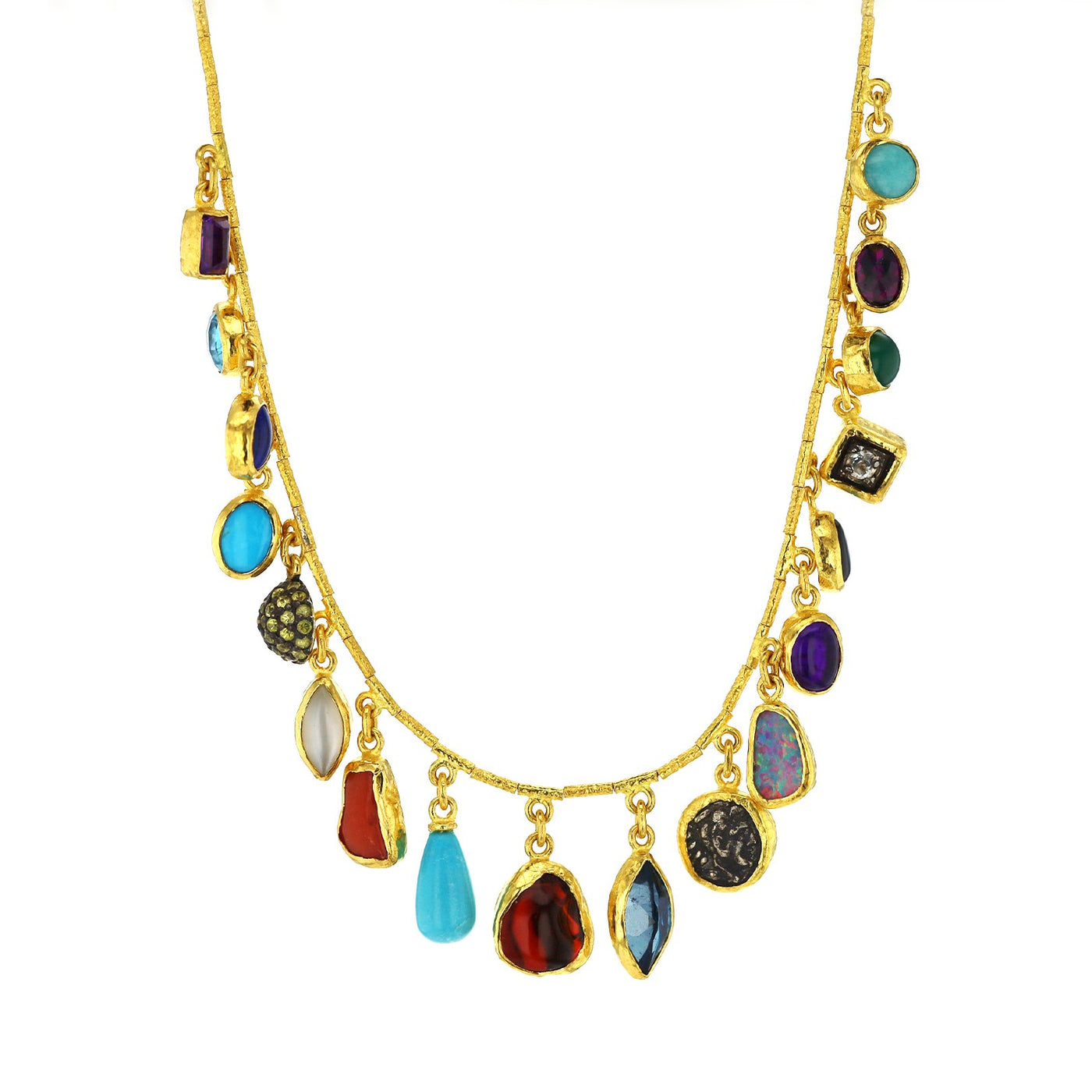 Multi-gemstone Drop Necklace