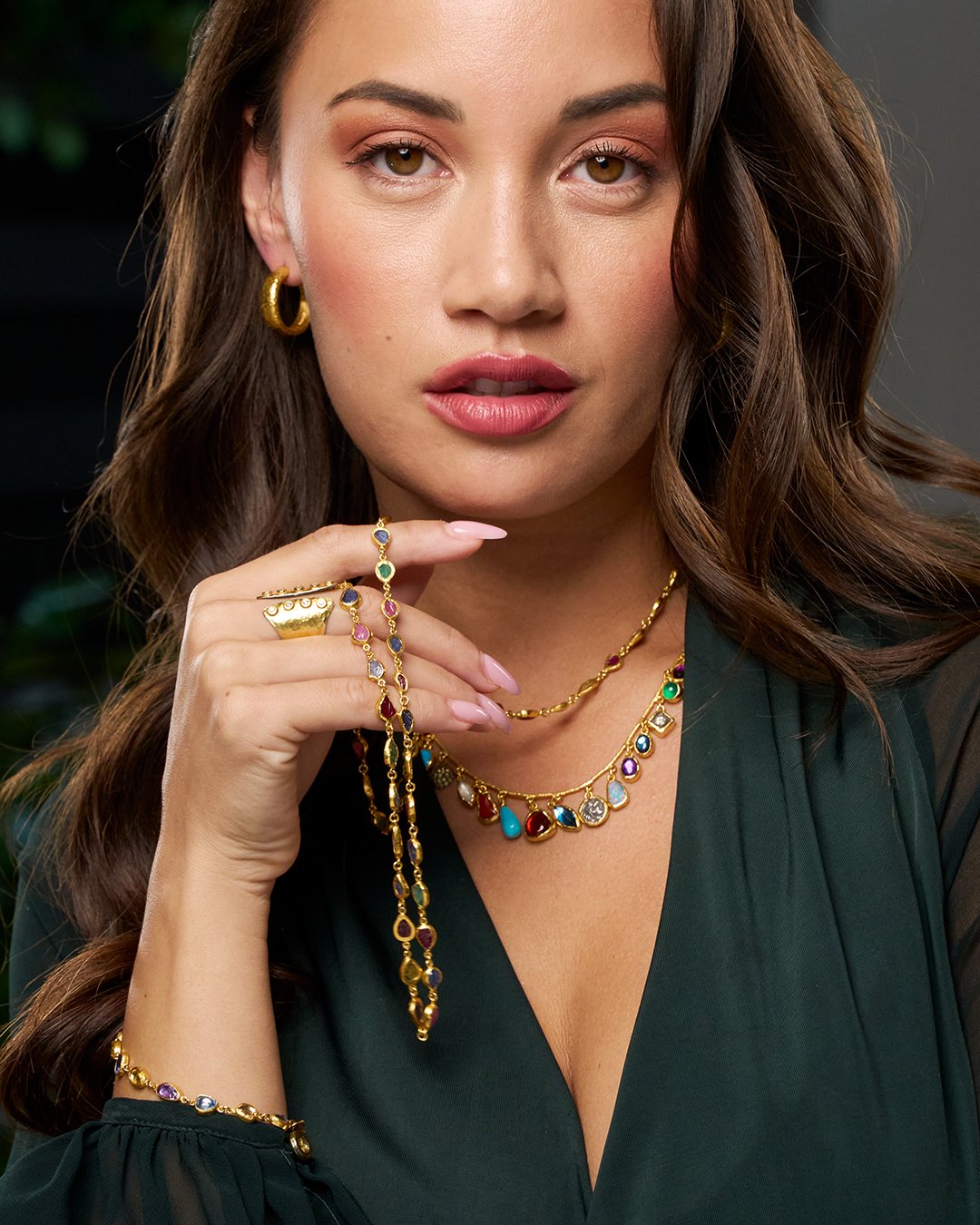 Multi-gemstone Drop Necklace