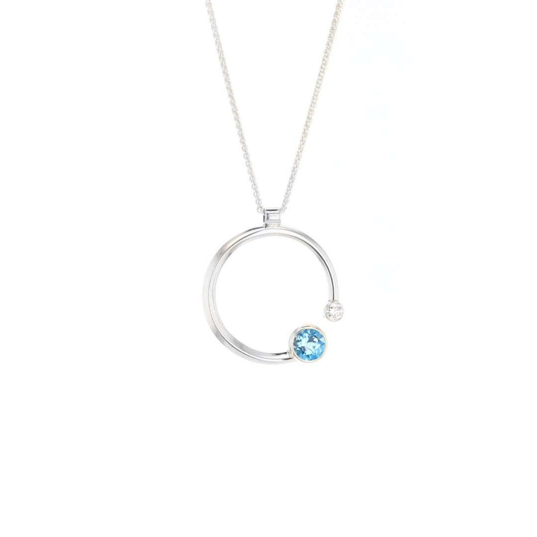 Blue Topaz & Diamond "Stargazer" Silver Necklace