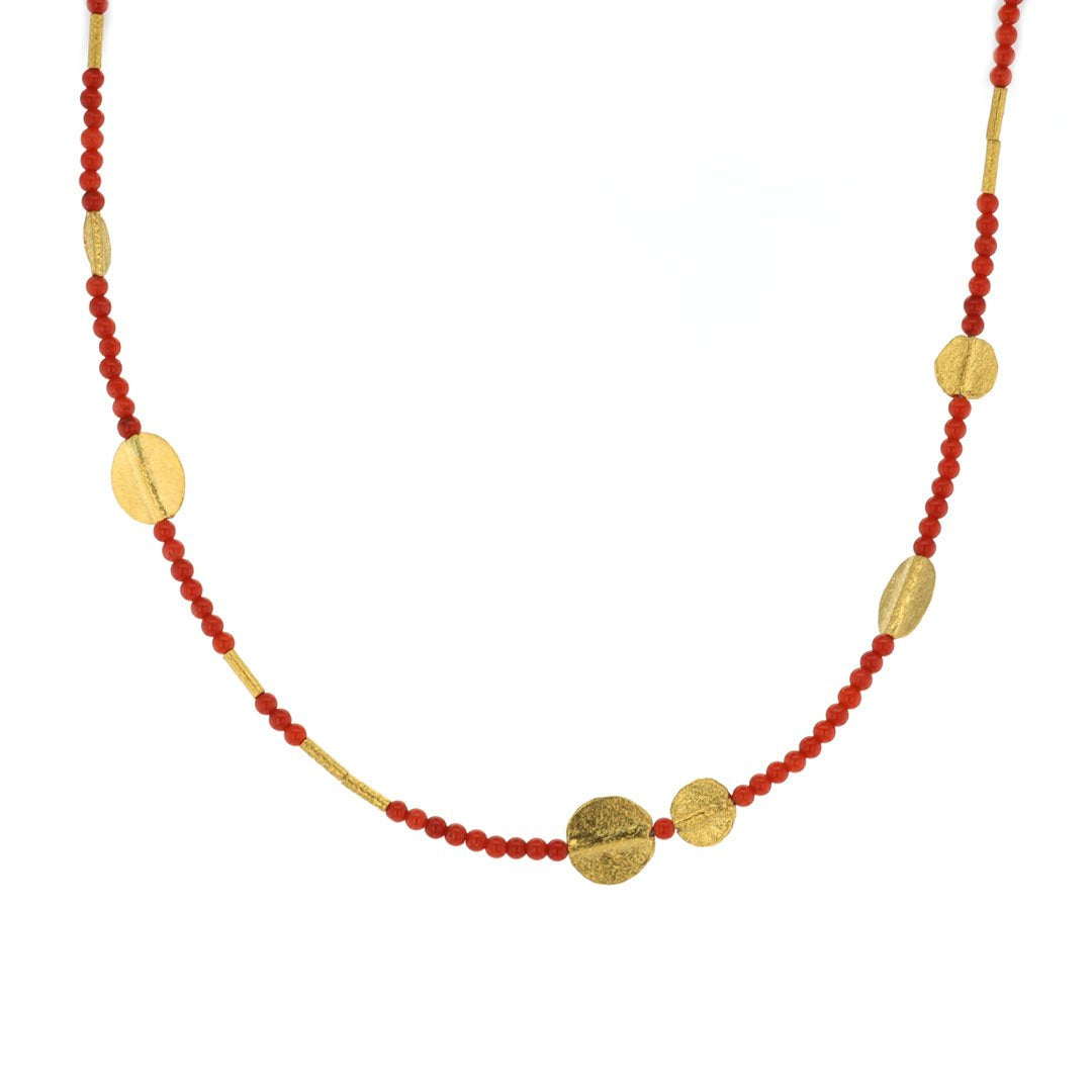 Coral & 24K Bead Necklace
