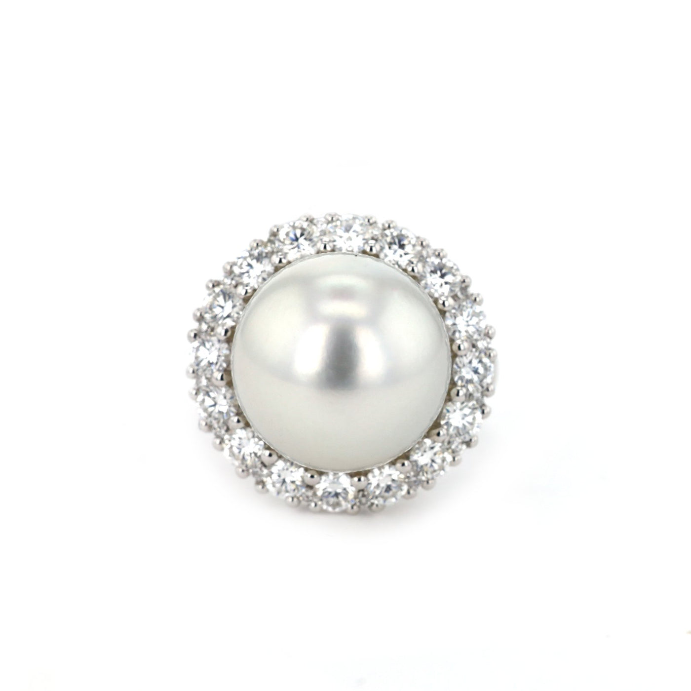 Pearl & Diamond Halo Ring