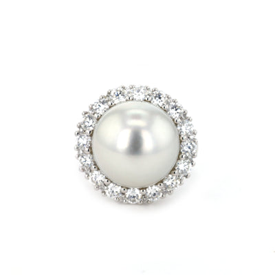 Pearl & Diamond Halo Ring