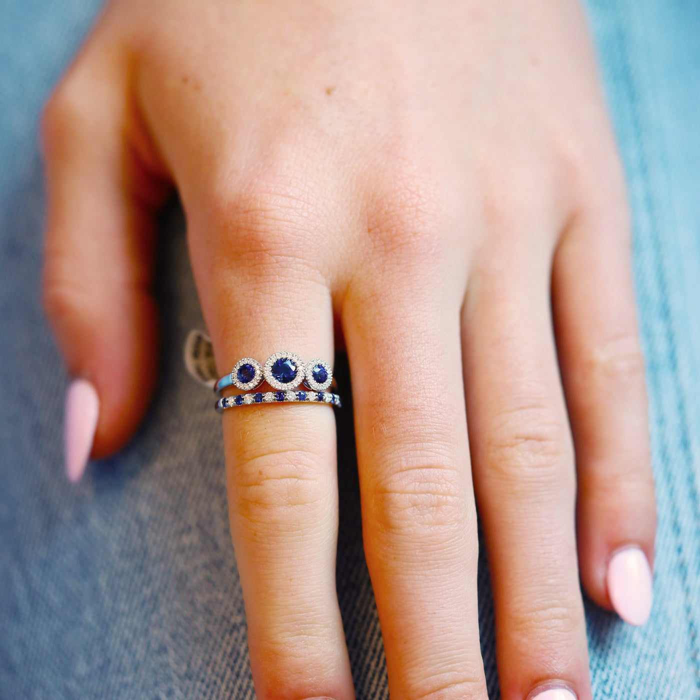 Blue Sapphire & Diamond Band