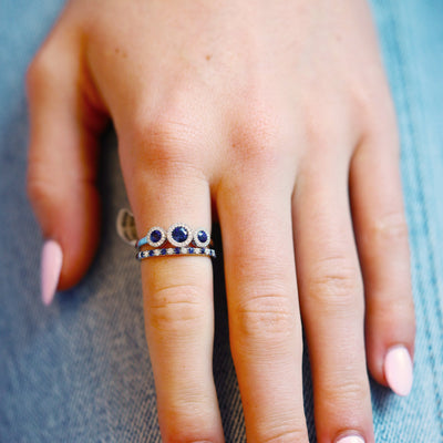 Blue Sapphire & Diamond Band