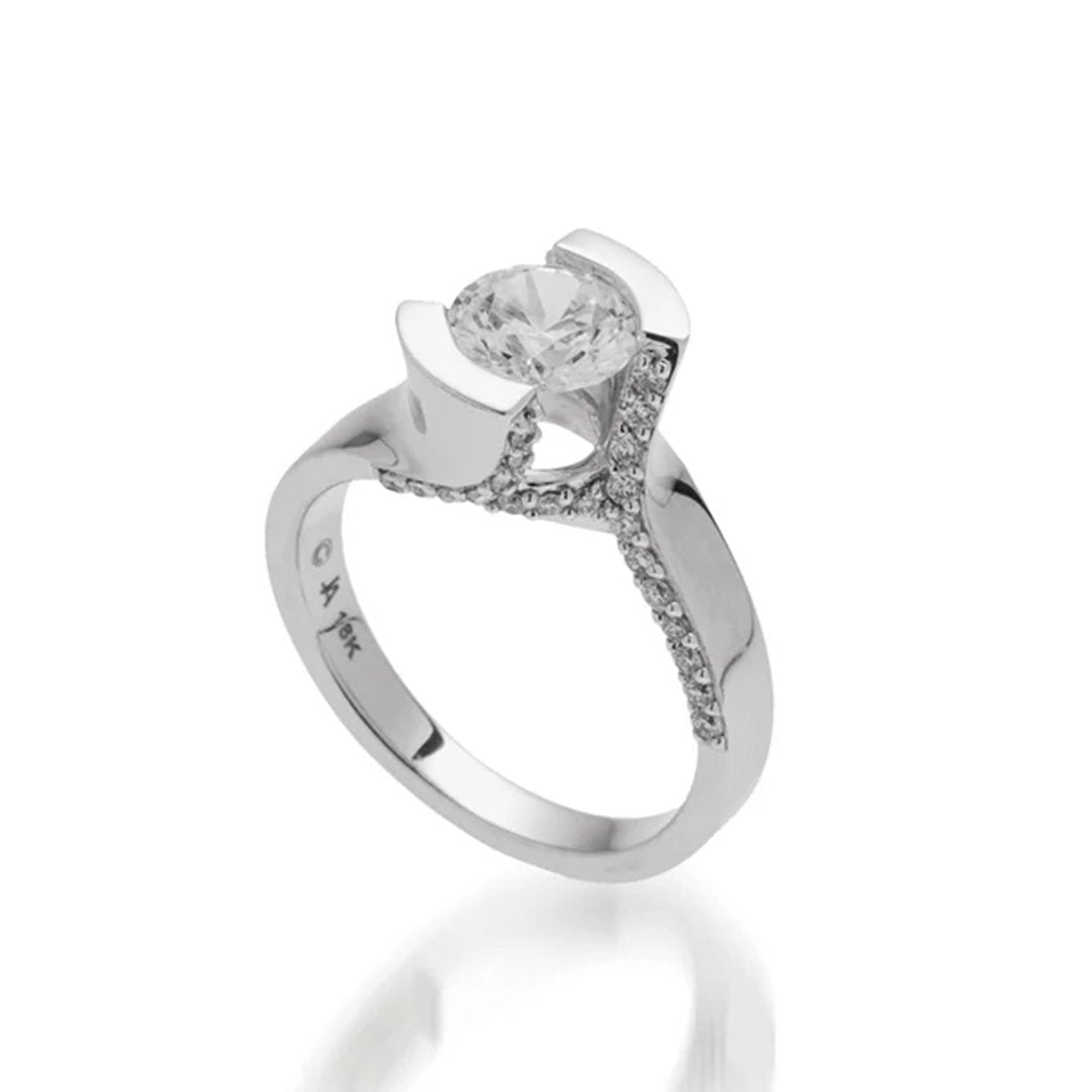 Half Bezel Engagement Ring