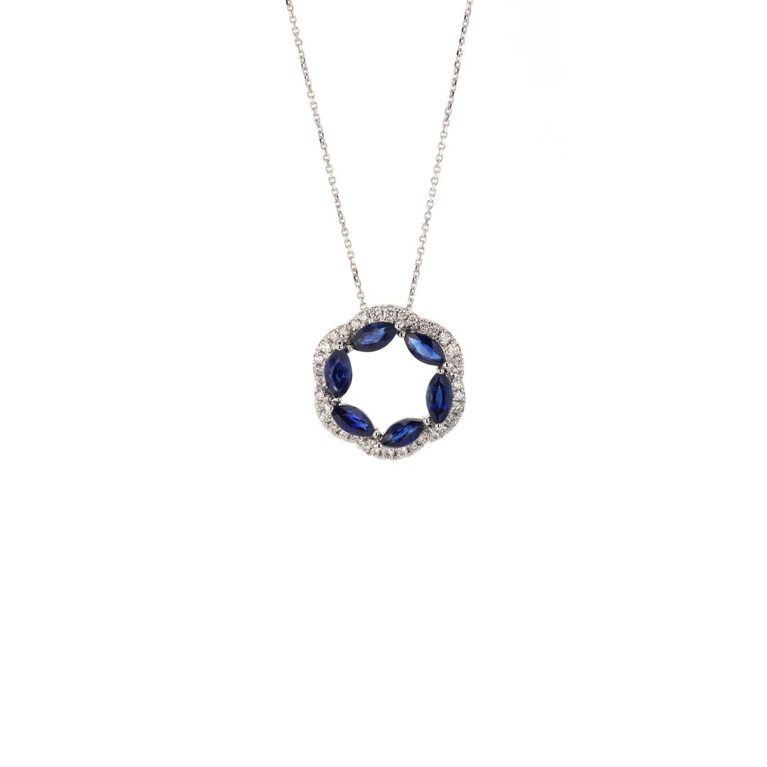 Blue Sapphire & Diamond Pendant Necklace