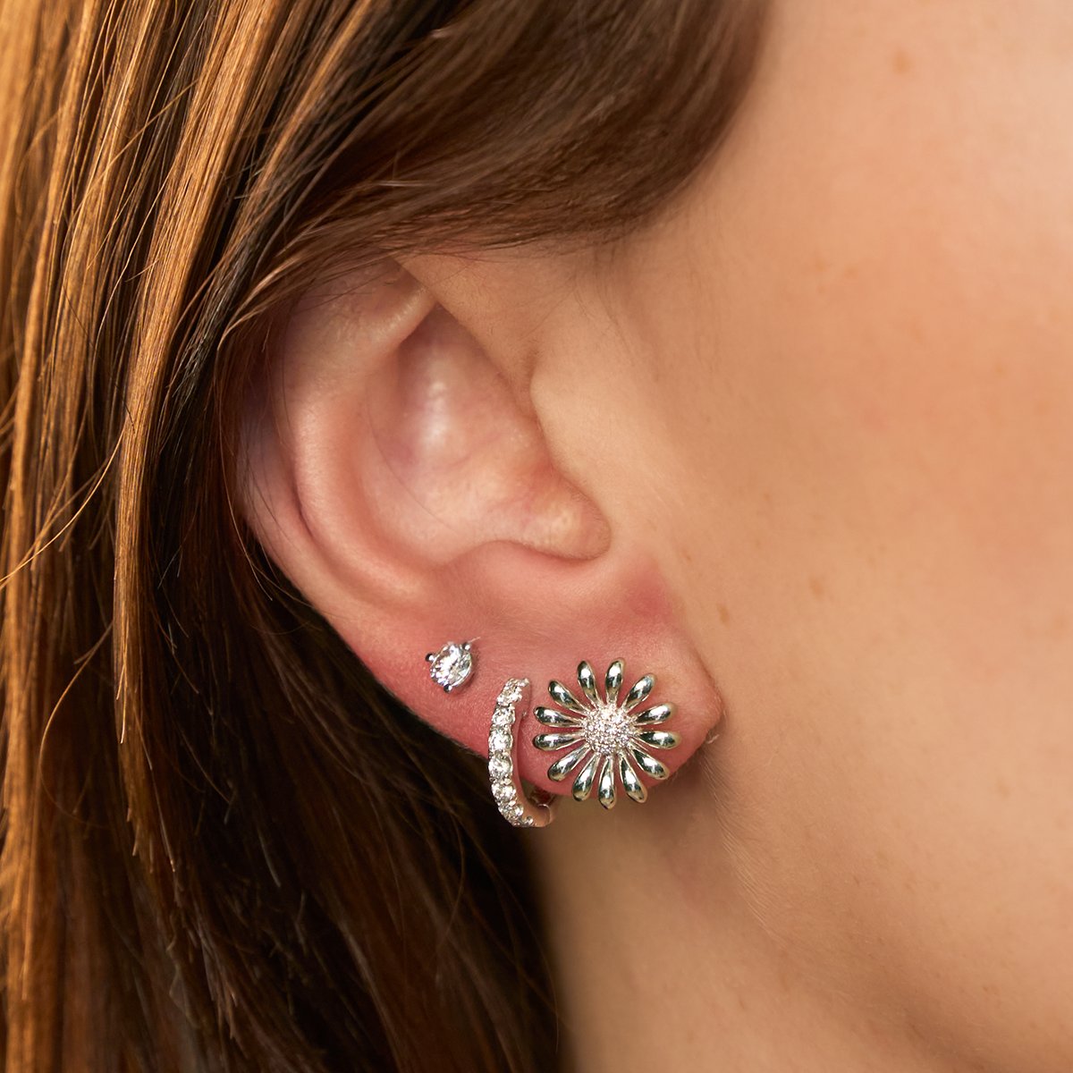 0.06 ctw Diamond Flower Stud Earrings