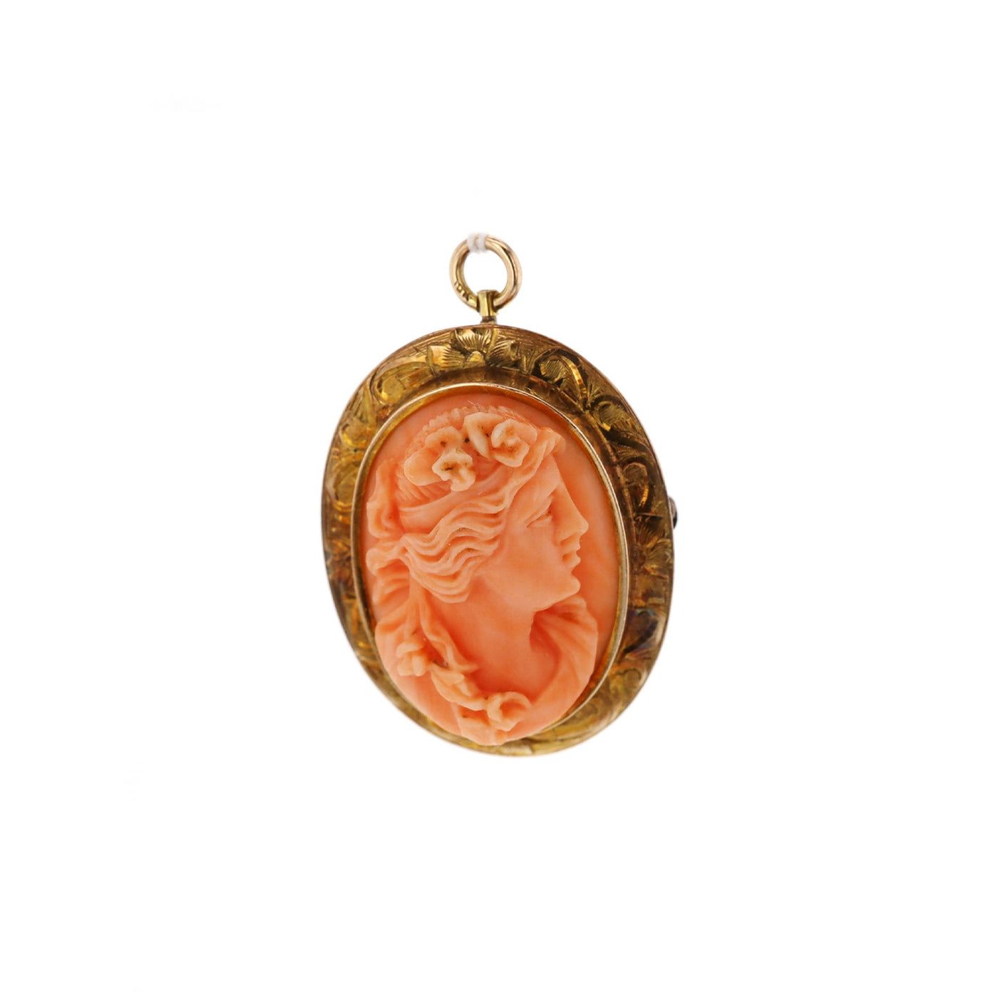 Coral Camero Brooch/Pendant