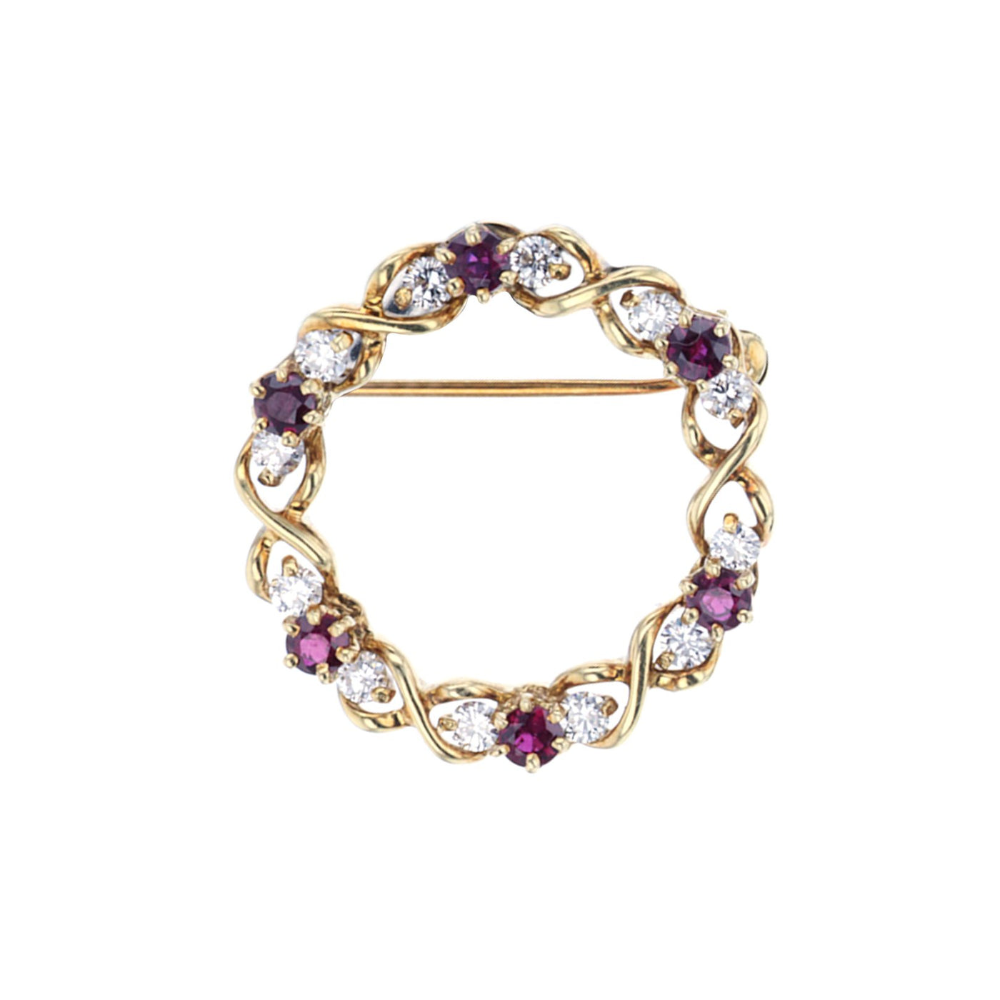 Ruby & Diamond Wreath Circle Pin