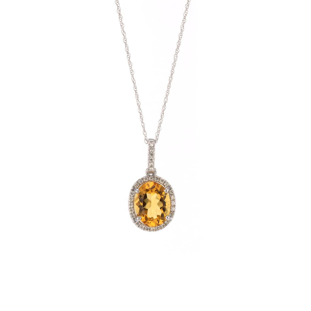 Citrine & Diamond Pendant Necklace