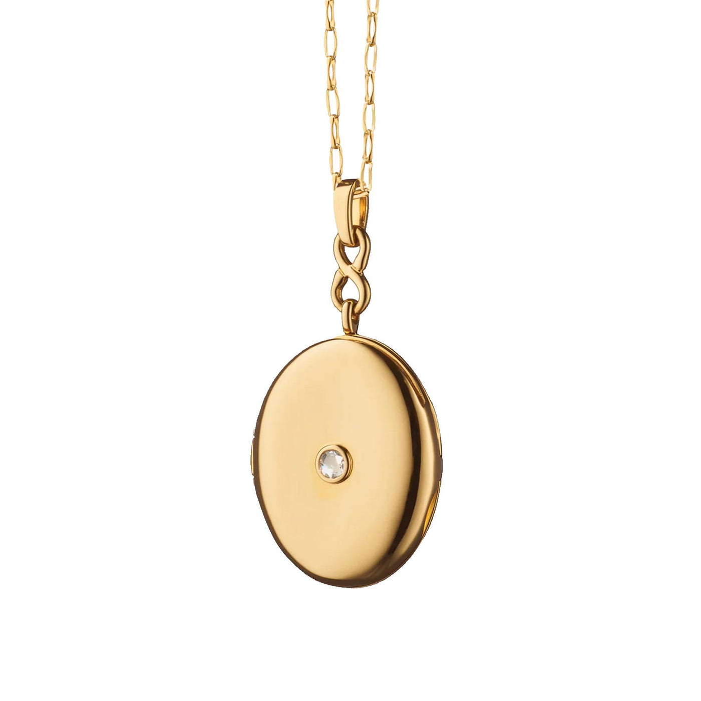 0.09 ctw Diamond Oval Locket Pendant Necklace