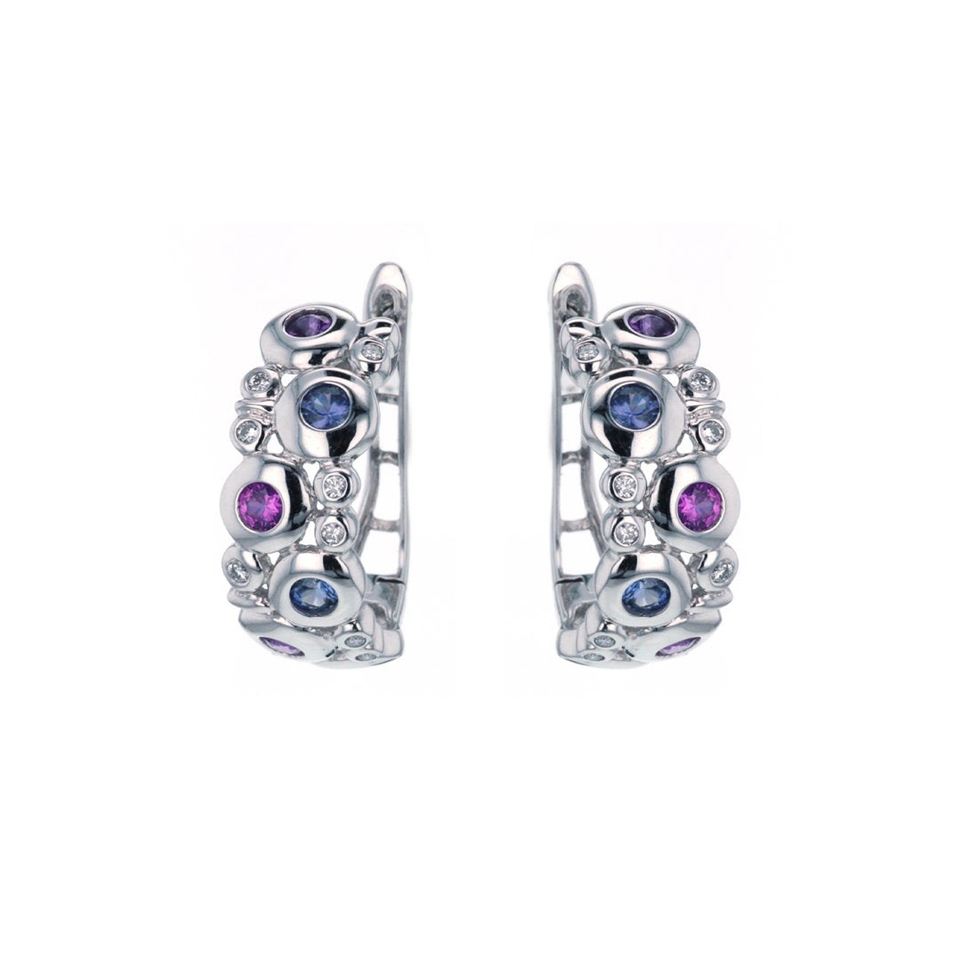 Diamond & Sapphire Hoop Earrings