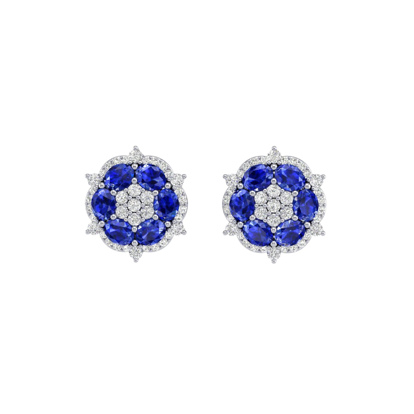 Blue Sapphire & Diamond Earrings