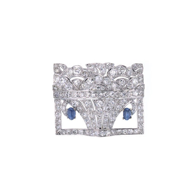 Blue Sapphire & Diamond Brooch