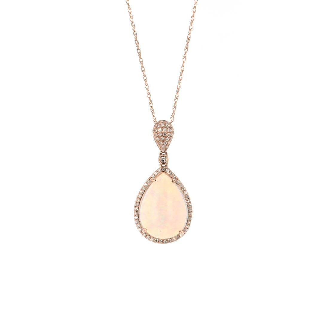 Opal & Diamond Pendant Necklace