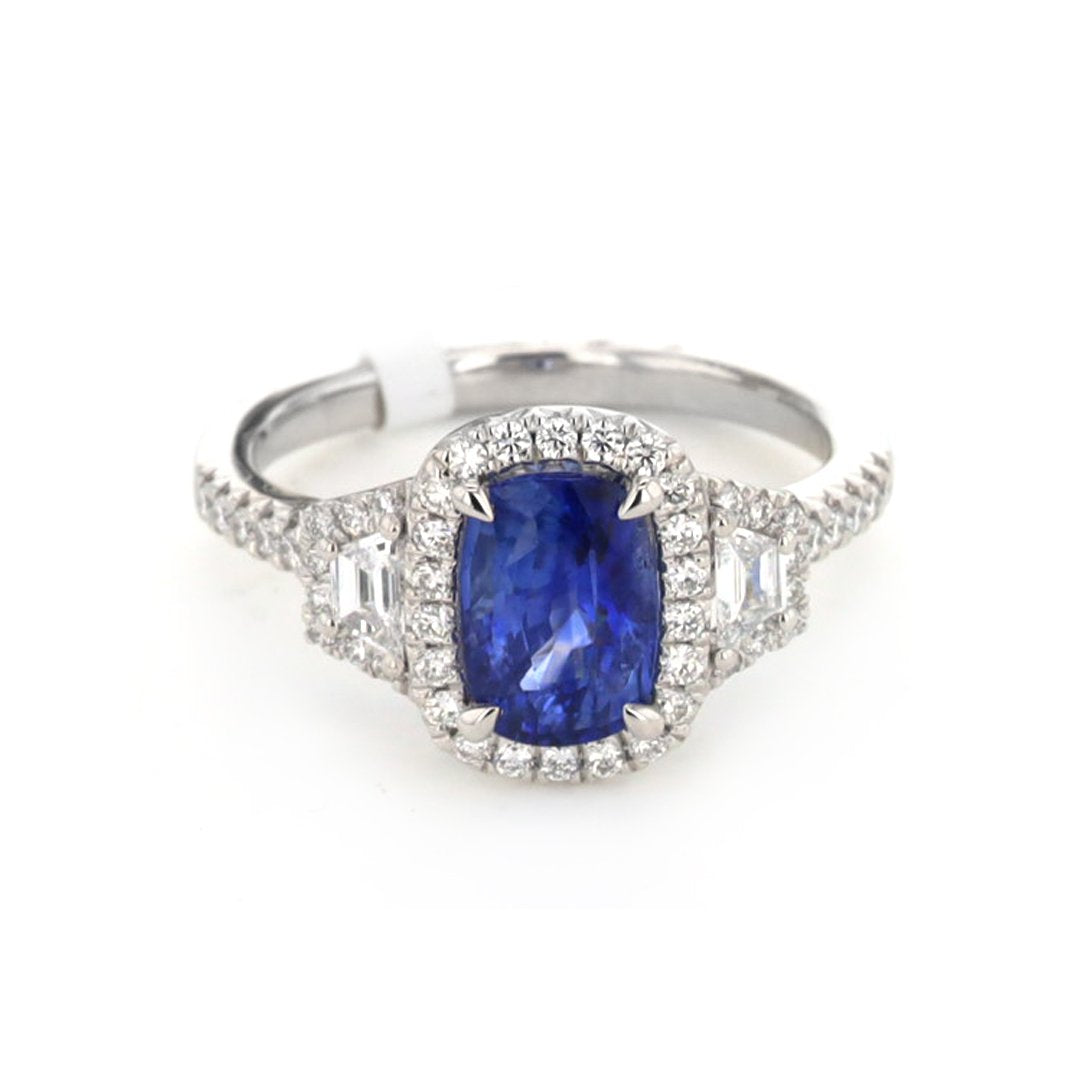 Blue Sapphire & Diamond Ring