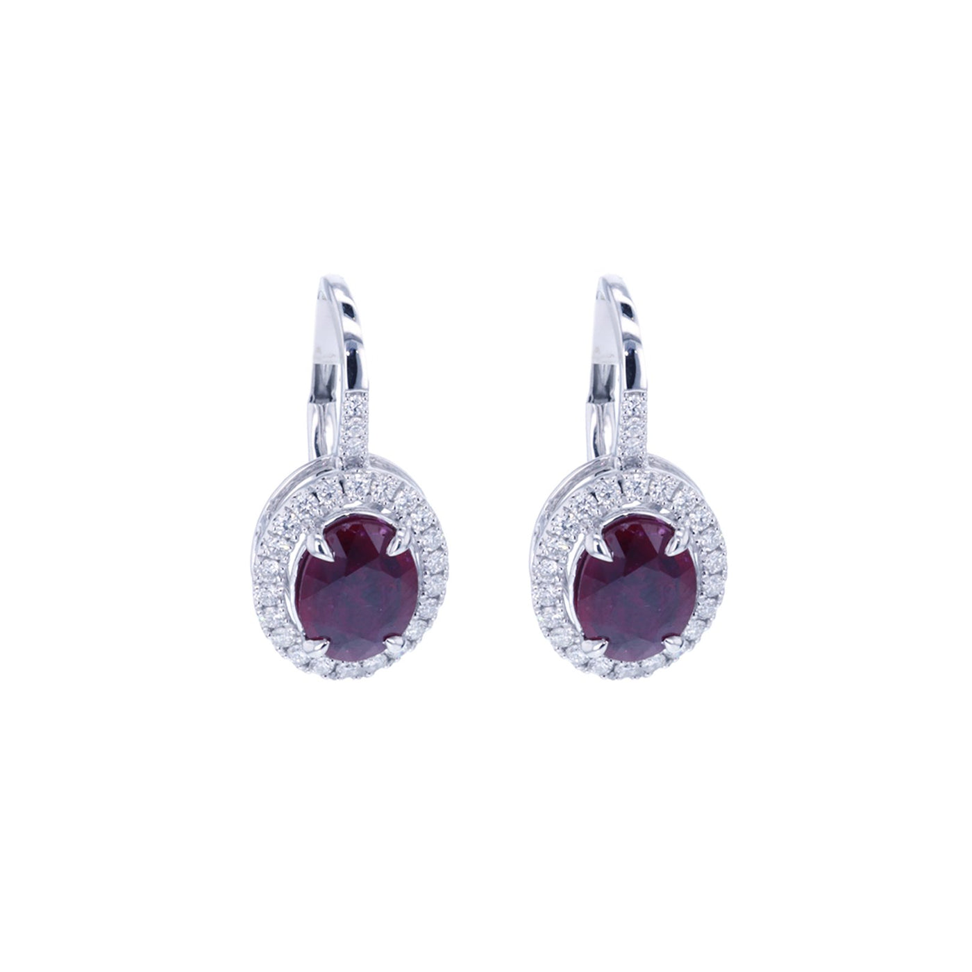 Ruby & Diamond Halo Drop Earrings
