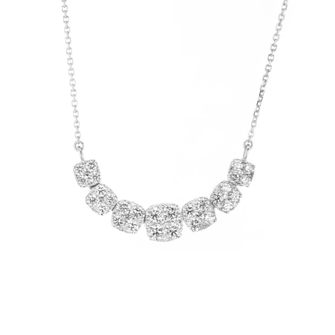 17.5" 1.33 ctw Diamond 7 Station Necklace