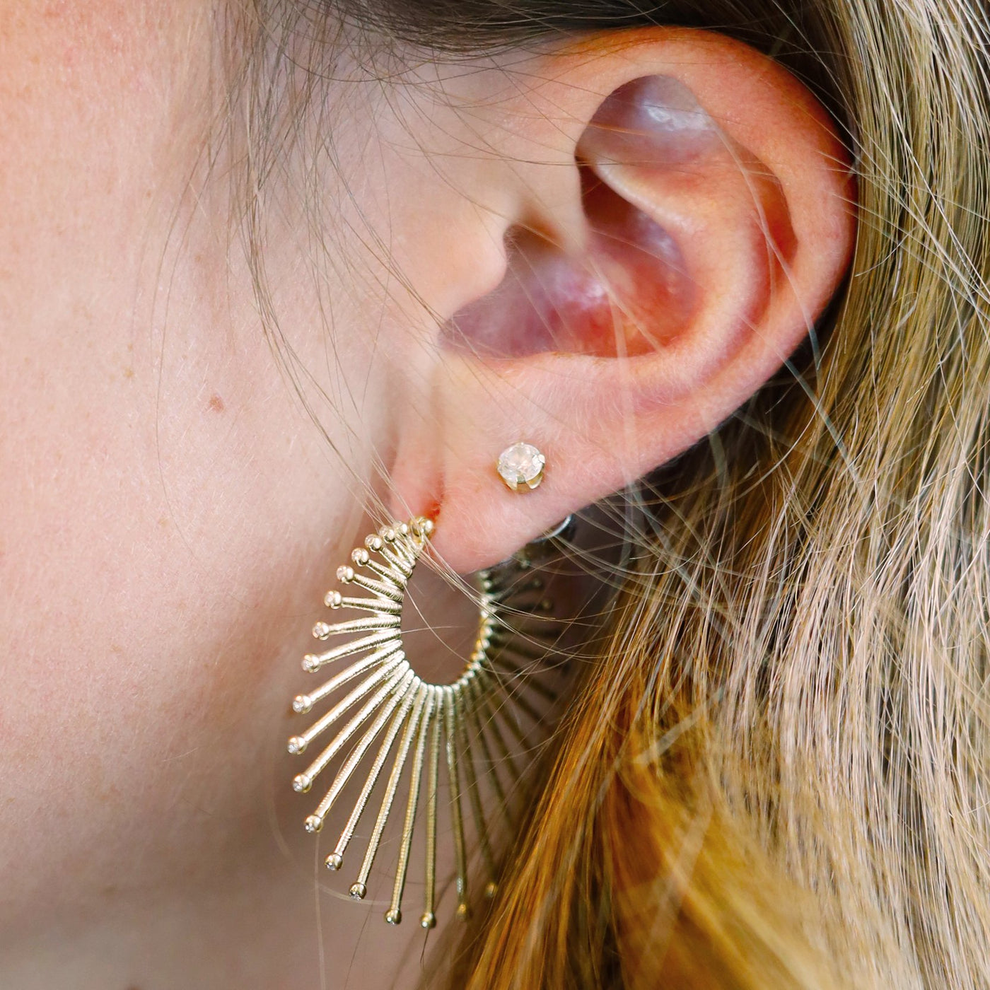 0.13 ctw Diamond Lion Hoop Earrings