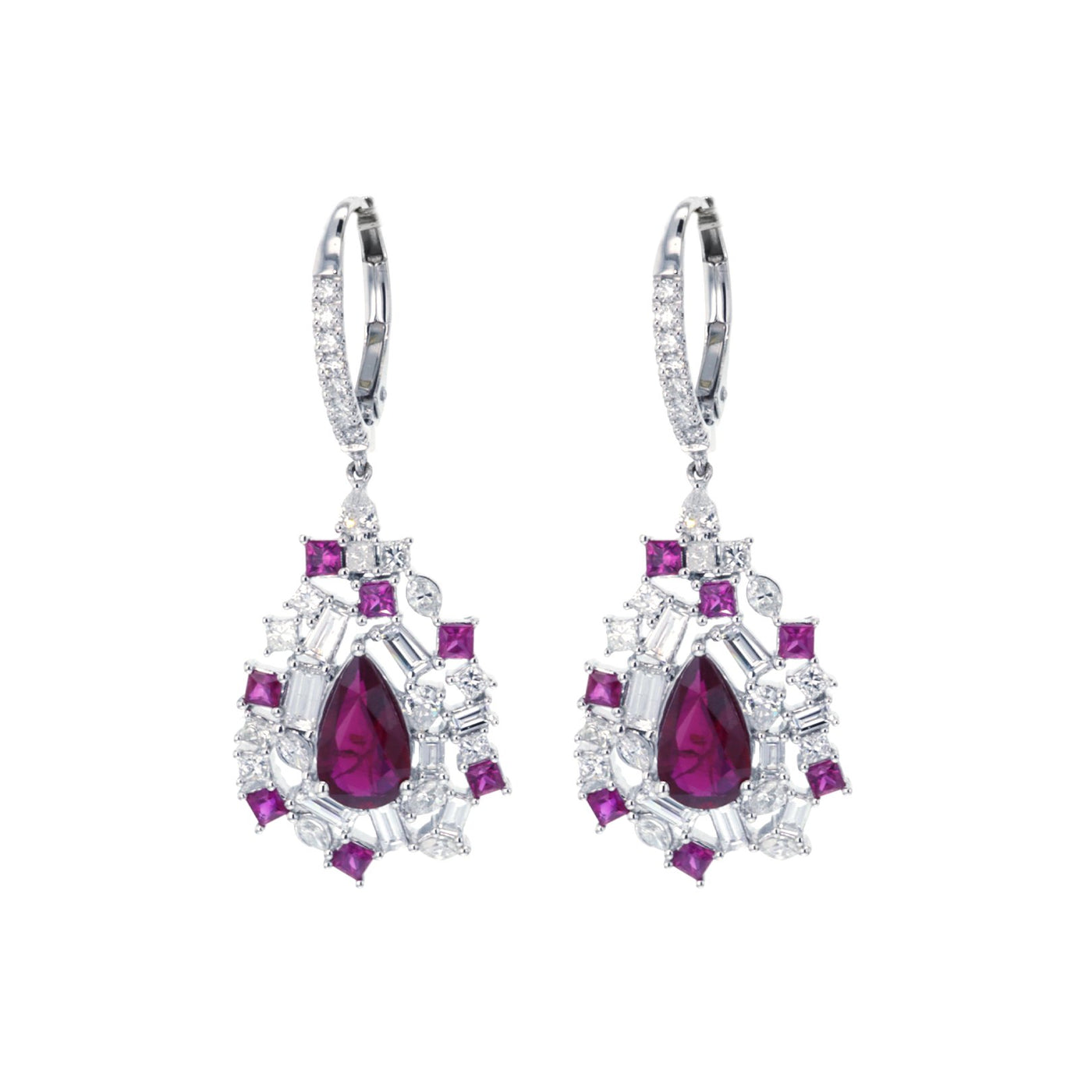 Ruby & Diamond Drop Earrings