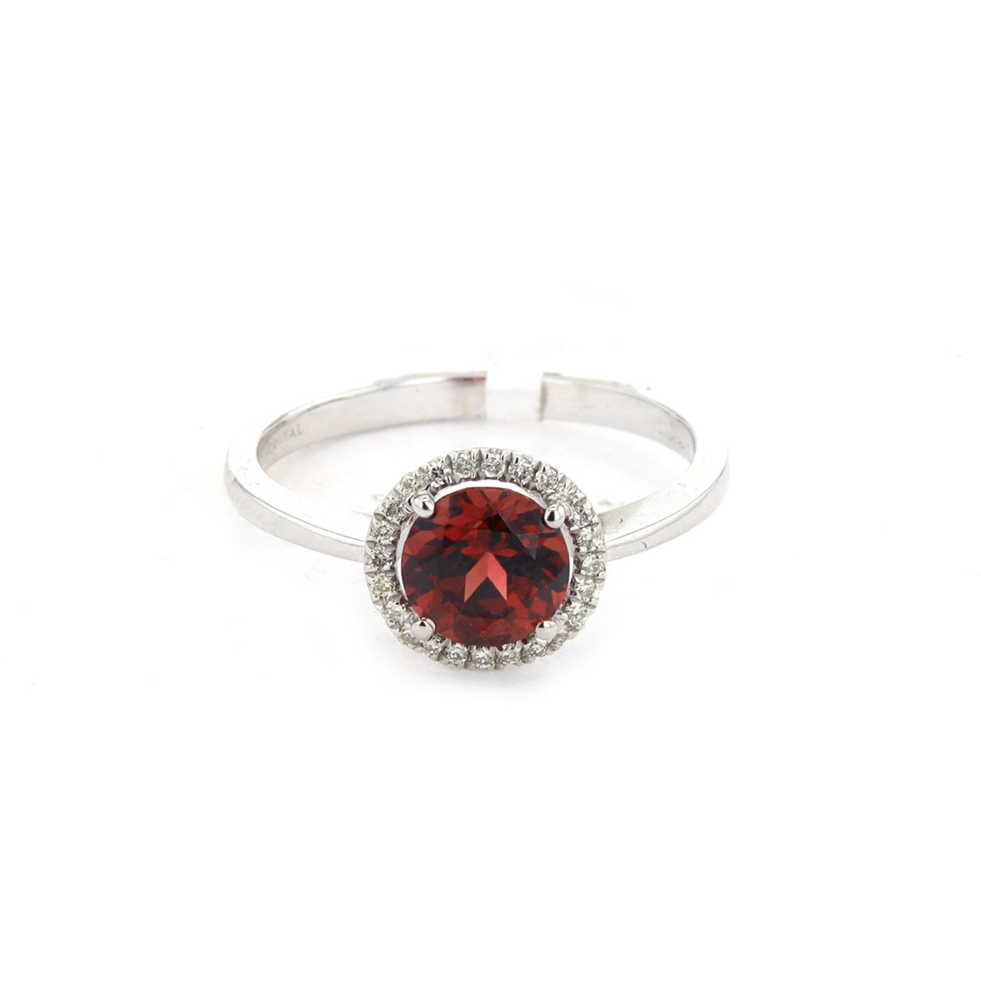 Garnet & Diamond Halo Ring