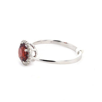 Garnet & Diamond Halo Ring