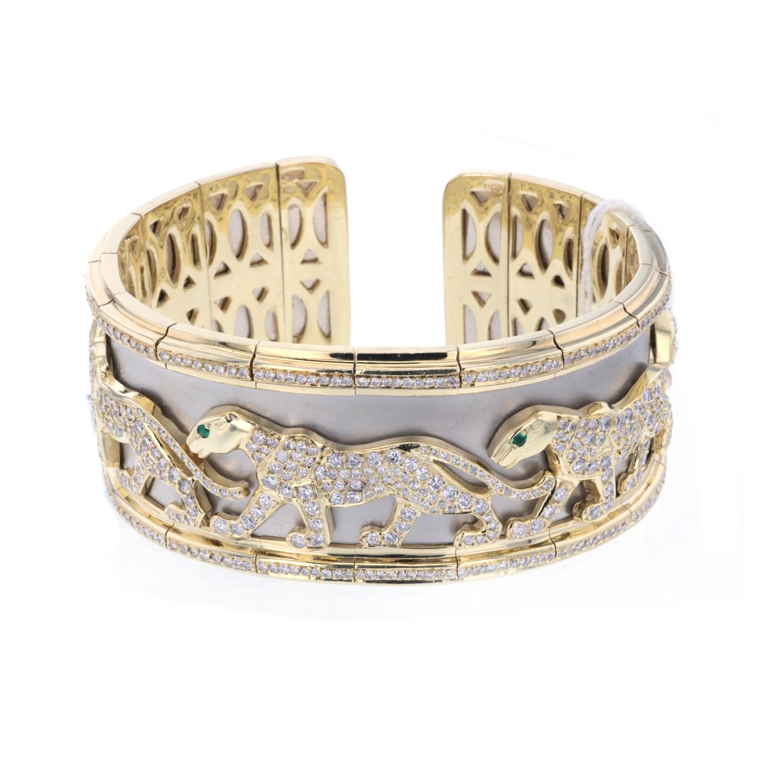 Diamond Panther Cuff Bracelet
