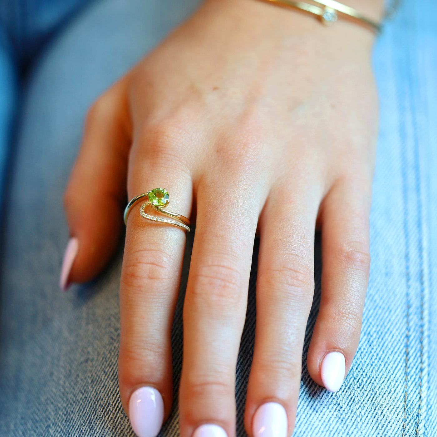 Peridot & Diamond Ring
