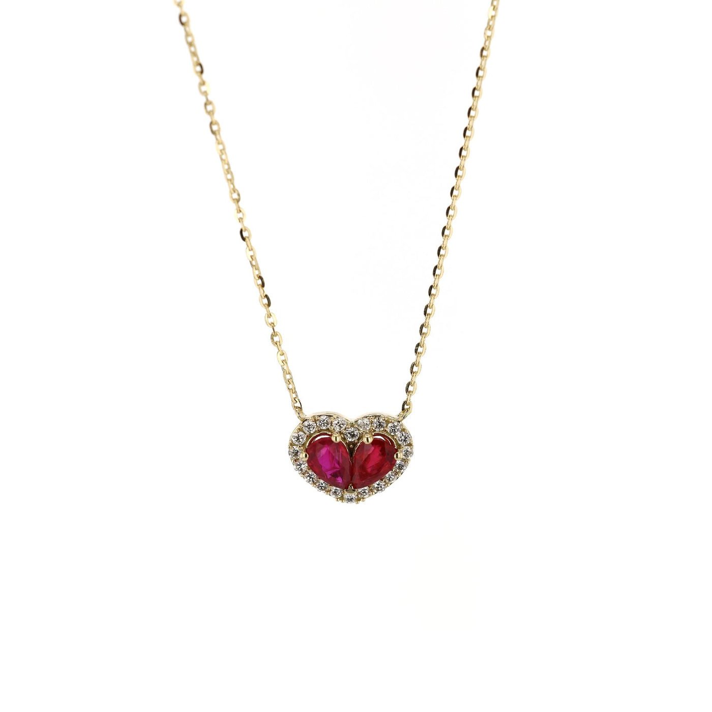 Ruby & Diamond Heart Necklace